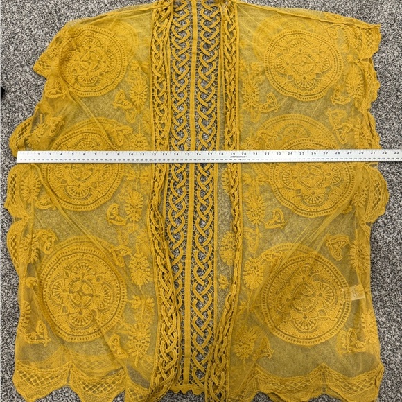 Do Everything in Love Mustard Lace Cardigan Kimono Beach Cover Up One Size - Picture 13 of 13